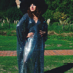The Morning Mist Clear Sequin Fishnet Kaftan