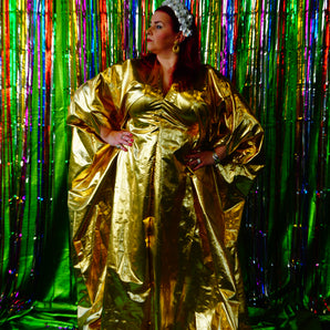 Metallic Foil Flash Gordon Chrome Kaftan - Gold