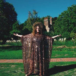 The Fallen Leaf Brown Sequin Mesh Kaftan