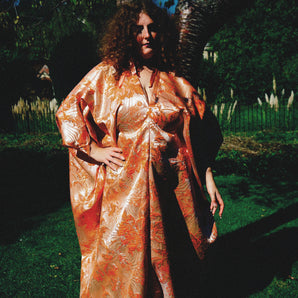 The Last Bloom Orange Brocade Kaftan
