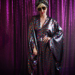 Disco Diva Sequin Kaftan Gown/Kimono Robe, Freesize