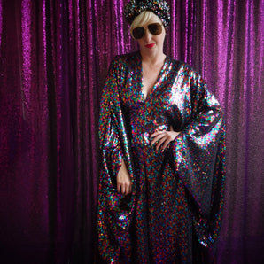 Rainbow Lightweight semi-sheer sequin Multicoloured  Kaftan Gown