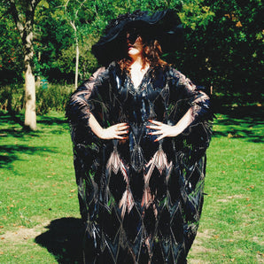 The Shattered Night Black Diamond Shard Sequin V-Neck Kaftan Gown