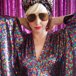 Disco Diva Sequin Kaftan Gown/Kimono Robe, Freesize