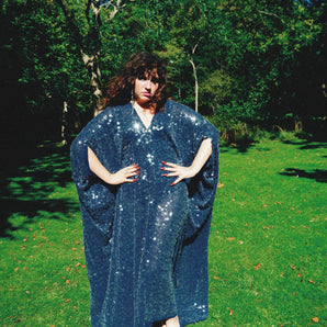 Midnight Dew Navy Georgette Sequin Kaftan