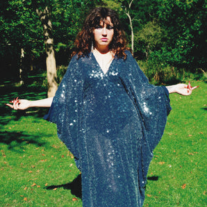 Midnight Dew Navy Georgette Sequin Kaftan