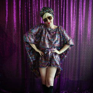 Tinsel Hair Mini Kaftan Rainbow