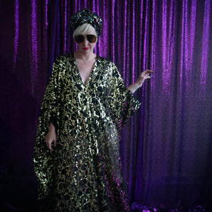 Shimmering Gold sequin Kaftan Gown / Kimono Robe