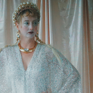 no.3 Icey iridescence sequin fishnet long length Kaftan Gown