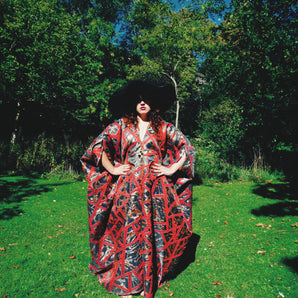 The Tangled Garden Brocade V-Neck Kaftan Gown