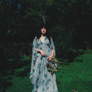Soft Sage Paisley Slinky V-Neck Kaftan