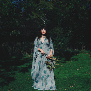 Soft Sage Paisley Slinky V-Neck Kaftan