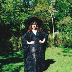 The Mourning Rose Sequin Lace V-Neck Kaftan Gown