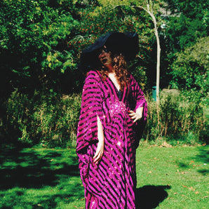The Poison Orchid Pink Sequin Velvet Kaftan