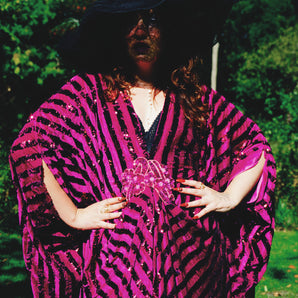 The Poison Orchid Pink Sequin Velvet Kaftan