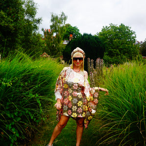 Ditzy Daisy  Heavily sequinned Exquisite Kaftan Mini Gown