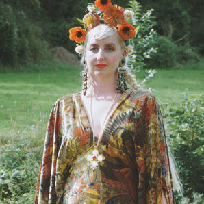 Opulent Velvet Autumn Art Deco Jungle Print Velvet kaftan Gown