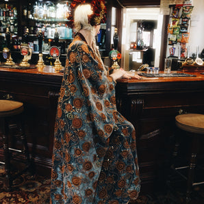 Beautiful velvet lace with sequins and pattered crochet lace - Grey brown Circles