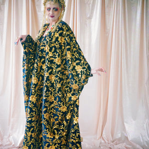 No.32 going for gold ….…. V-neck embroidered and sequinned velvet kaftan Gown