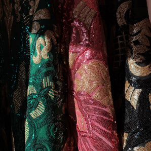 Wicked inspired •F• Label Elphaba Black and gold Sequin Slash-Neck Kaftan Gown