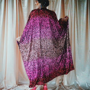 No.37 Think Pink ombre sequin V- Neck kaftan Gown