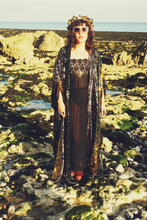 Load image into Gallery viewer, Siren Sequins - Bottle Green, Gunmetal Grey and Gold  - Kimono Robe
