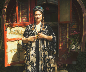 Shadow Weaver Sequin Velvet Kimono Robe