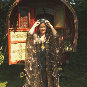 The Gilded Hex Sequin Tassel Kimono Robe, Freesize