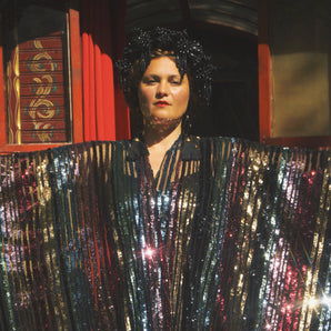 Mystic Disco Striped Sequin Kimono Robe, Freesize
