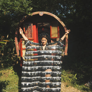 Oracle of Obsidian Sheer V-Neck Kaftan Gown