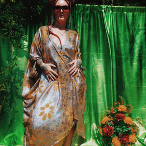Gilded Sands Chiffon open Kimono Robe
