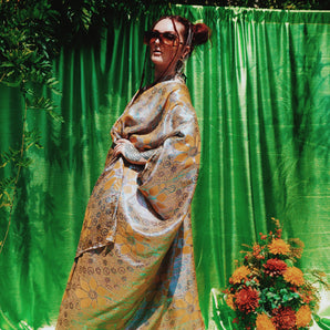 Gilded Sands Chiffon open Kimono Robe
