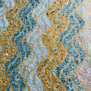 Fuzzy Eyelash in Sky Blue and gold sequins