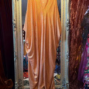 Burnt Orange Disco Sequin V-Neck Kaftan