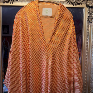 Burnt Orange Disco Sequin V-Neck Kaftan