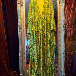 Acid Leopard Print V-Neck Kaftan