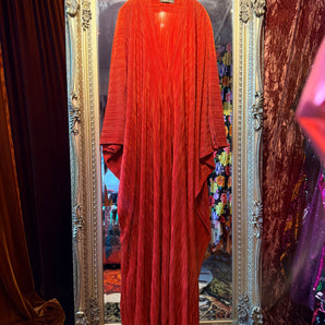Burnt Orange Pleated V-Neck Kaftan