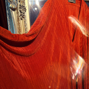 Burnt Orange Pleated V-Neck Kaftan