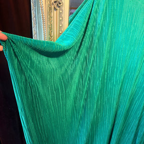 Green Plisse slash Neck Kaftan