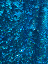 Load image into Gallery viewer, Turquoise Holographic Sequin Maxi Kaftan Gown / Mini Kaftan / Kimono Robe
