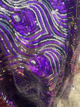 Load image into Gallery viewer, Luxury Purple Sparkle Holographic Sequin Kaftan Gown / Kimono Robe
