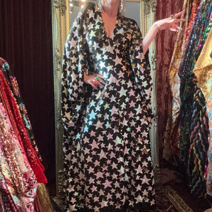 XMAS 25 OFF THE RAILS - star sequin velvet v-neck maxi