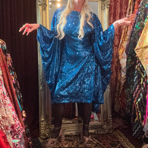 XMAS 25 OFF THE RAILS - royal blue holo midi round neck