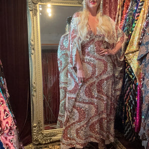 XMAS 25 OFF THE RAILS - luxe sequin swirl dark pink silver