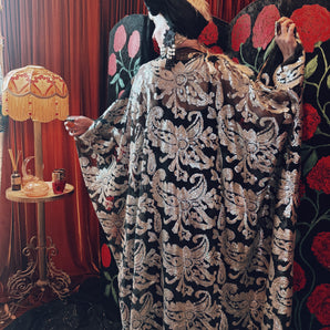 Moonlit Tapestry Sequin V-Neck Kaftan Gown