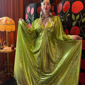 Neon Twilight Sequin V-Neck Kaftan Gown