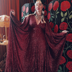 Scarlet Sequin V-Neck Kaftan Gown