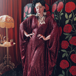 Scarlet Sequin V-Neck Kaftan Gown