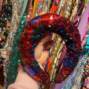 Purple, Red, Blue, Green & Gold Sequin Chunky Headband