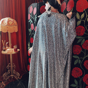 Lunar Beam Sequin shimmer V-Neck Kaftan Gown
